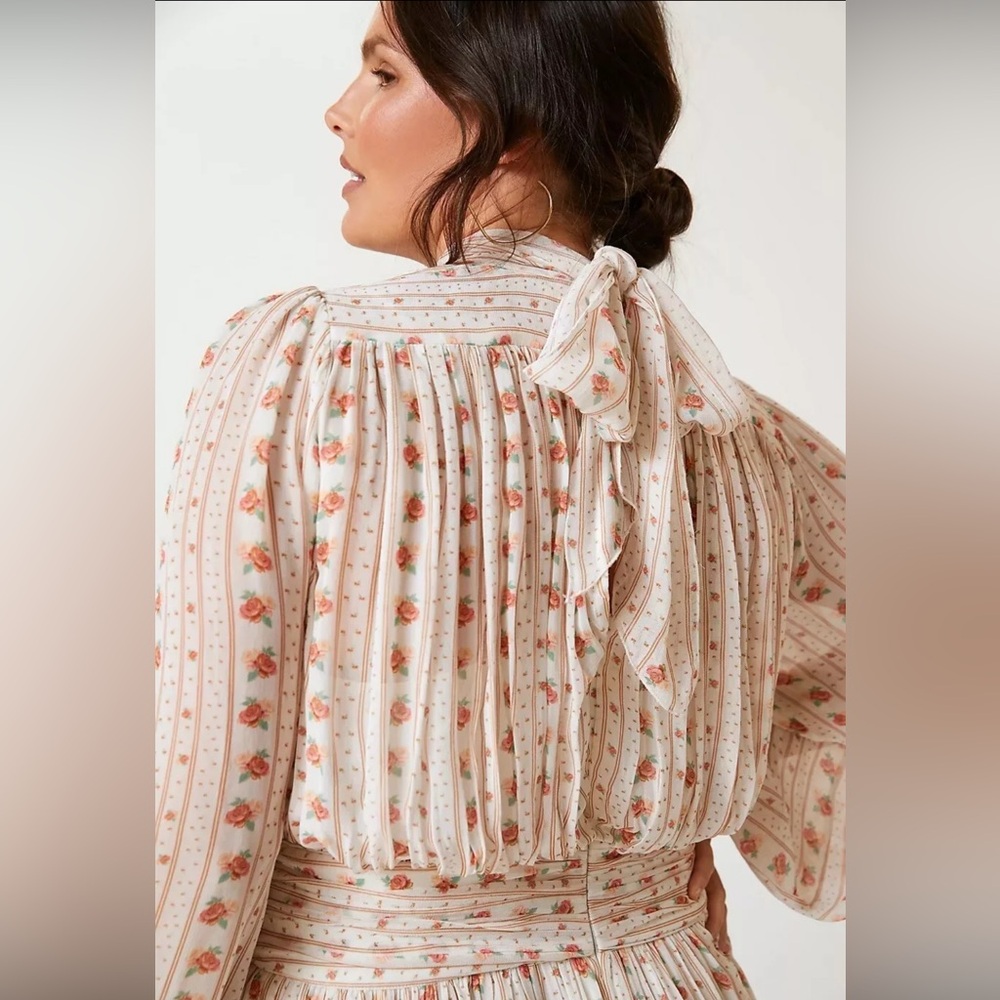 Anthropologie Let Me Be Mock Neck Sheer Mini Dress in Pink Combo, Size LG; NWT - Picture 9 of 16